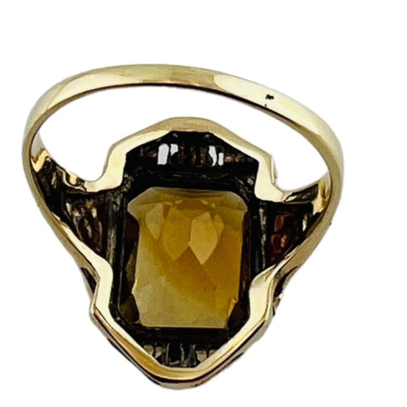10K Yellow Gold Orange Citrine Filigree Ring #15992 - Picture 2 of 8